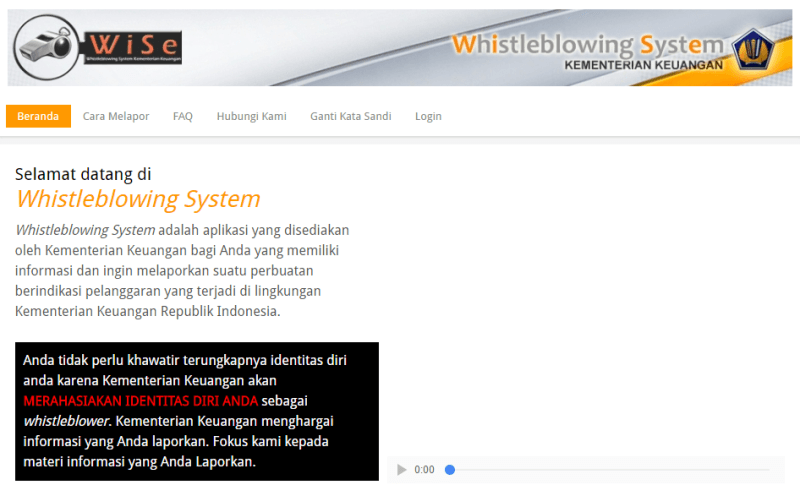 Kemenkeu Rilis Portal Whistleblowing System