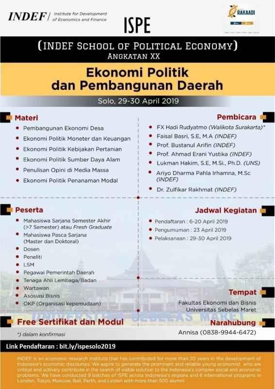 Indef Gelar Sekolah Lagi, Kali Ini di UNS