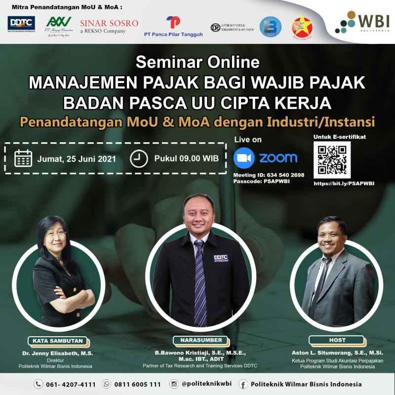 Ada Sertifikatnya! Politeknik WBI Adakan Webinar Perpajakan 