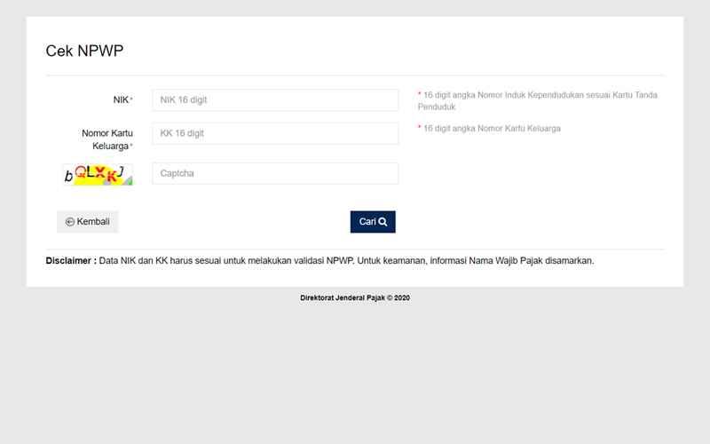 Cek NPWP? Lewat e-Reg Pajak, Tinggal Masukkan Data NIK dan KK