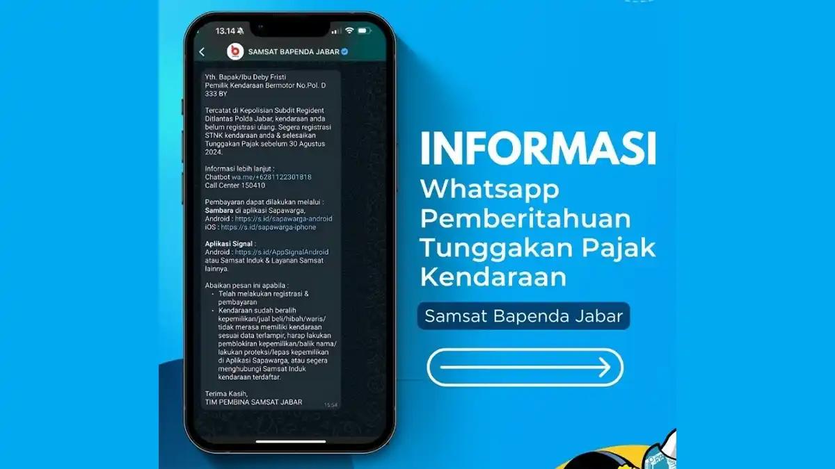 Dapat Tagihan Tunggakan Pajak Kendaraan Lewat Whatsapp? Jangan Panik