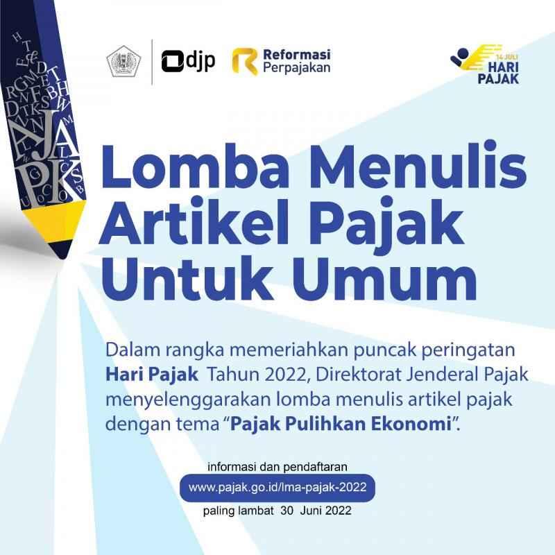 DJP Gelar Lomba Menulis Artikel Pajak, Tertarik?