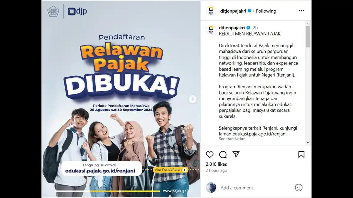 Kembali Dibuka, DJP Umumkan Pendaftaran Program Relawan Pajak