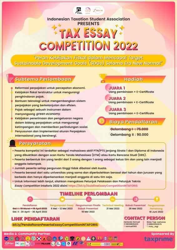 Indonesia Taxation Student Association Gelar Kompetisi Esai Pajak