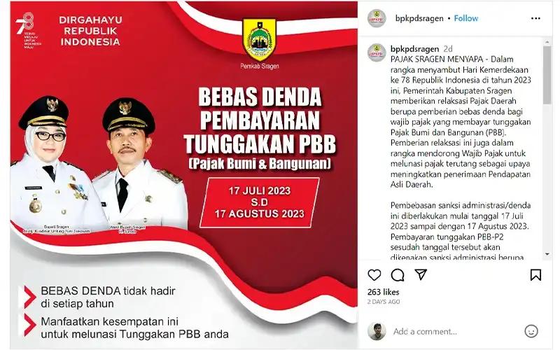 Meriahkan HUT ke-78 RI, Pemda Adakan Pemutihan Denda PBB