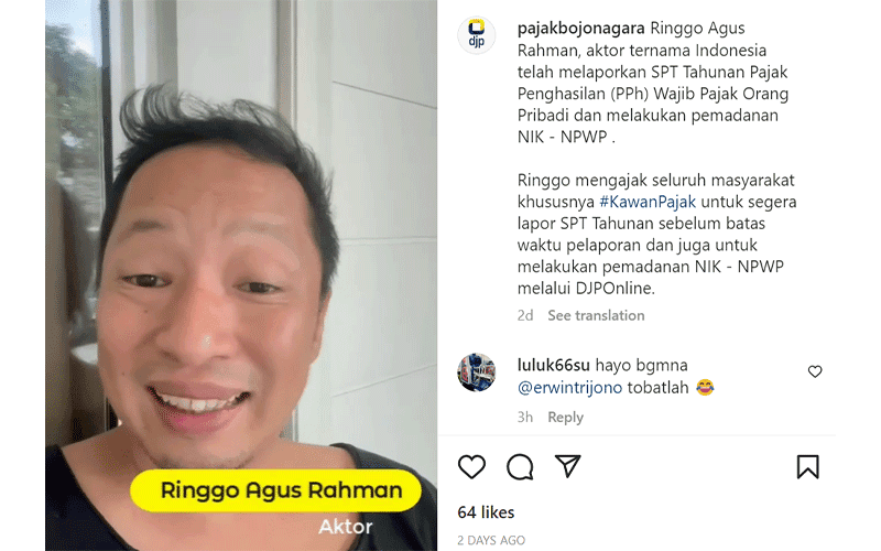 Minta Fansnya Patuh Pajak, Ringgo Agus: Ayo Buat Indonesia Lebih Baik