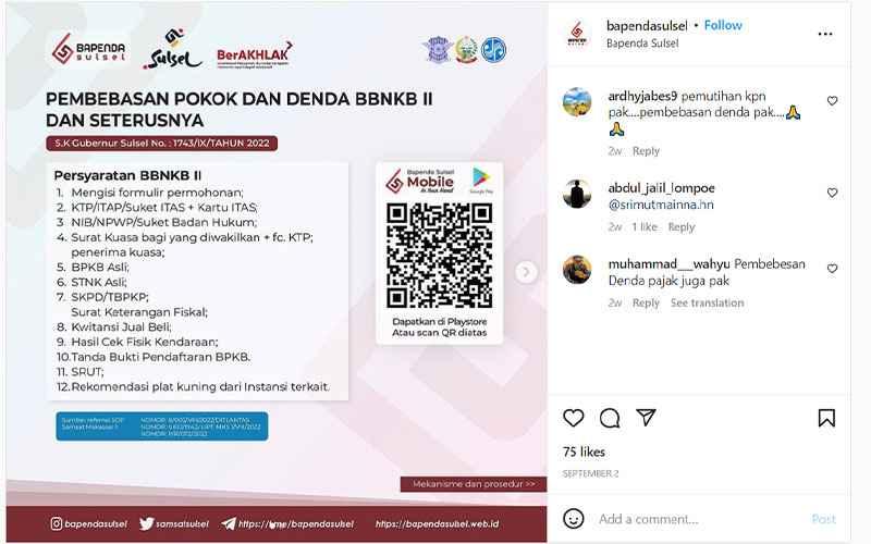 Pemprov Adakan Pembebasan BBNKB Kendaraan Bekas Sampai 30 November