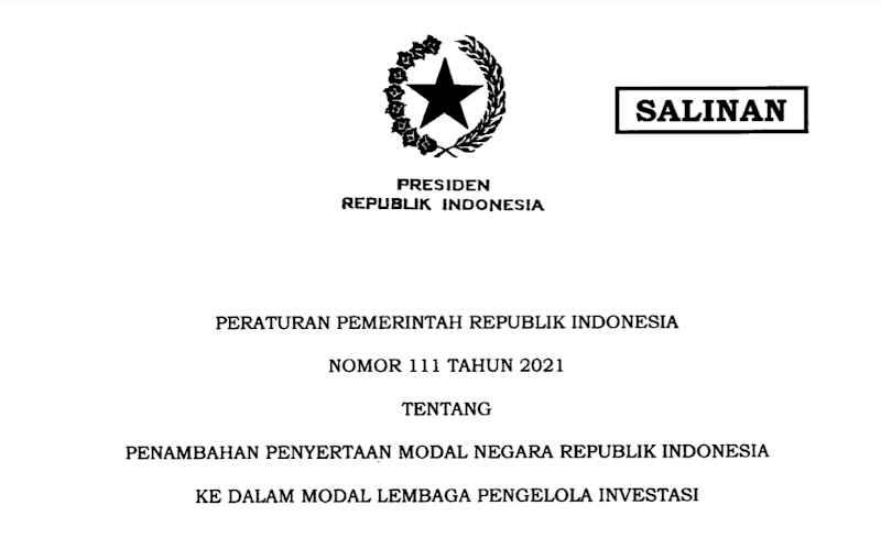 PP Baru, Jokowi Suntik Lagi Modal LPI Rp60 Triliun
