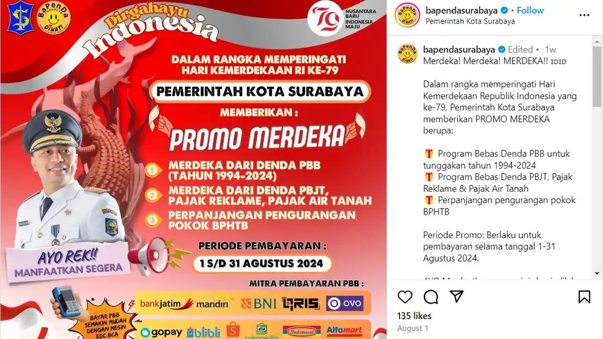 Promo Merdeka, Pemkot Adakan Program Insentif Pajak selama Agustus