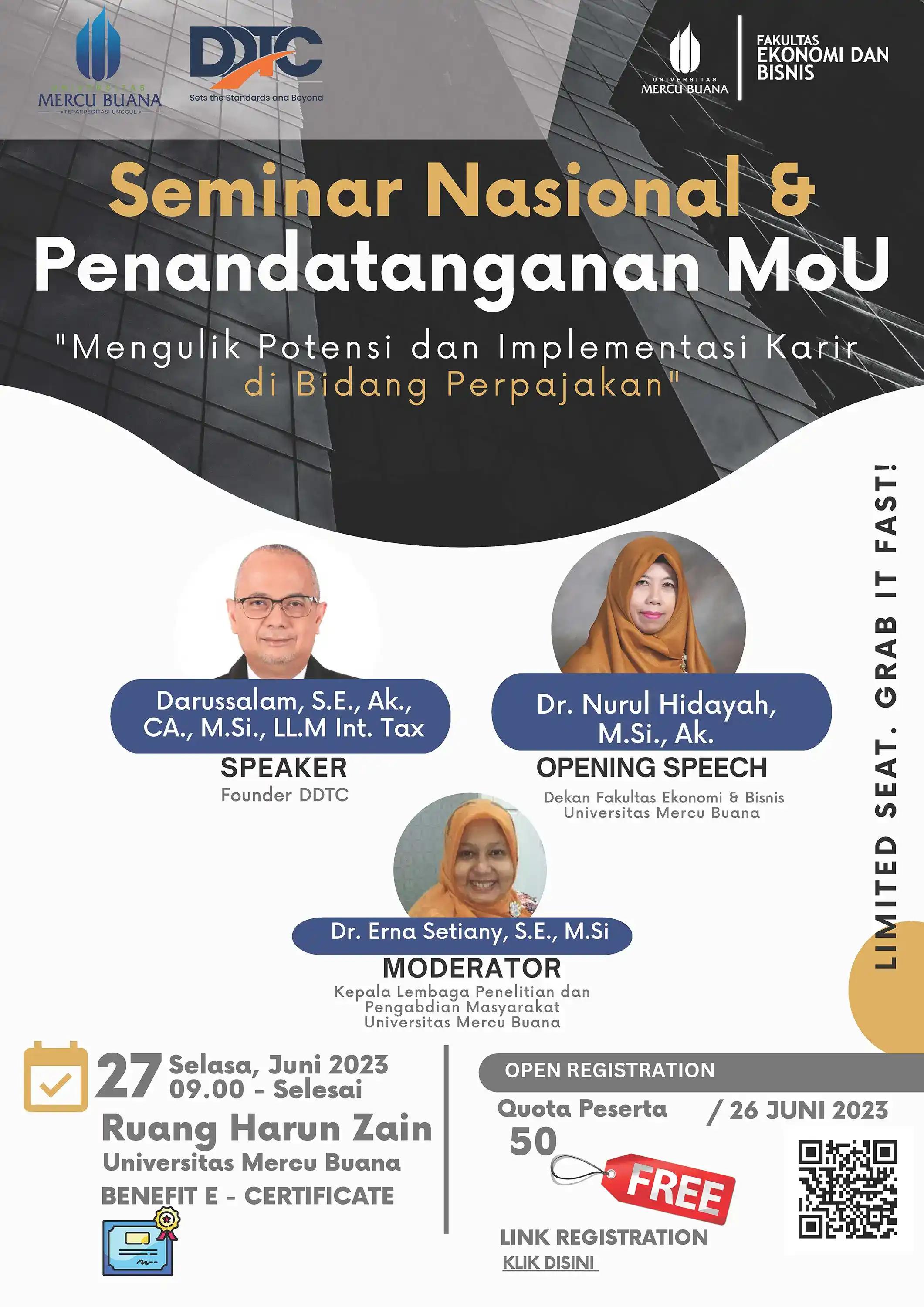 Universitas Mercu Buana Gelar Seminar Pajak dan Teken MoU dengan DDTC