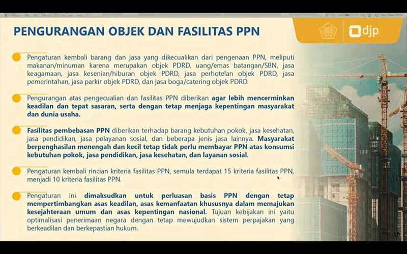 UU HPP Kurangi Jumlah Kriteria Pemberian Fasilitas PPN, Ini Rinciannya