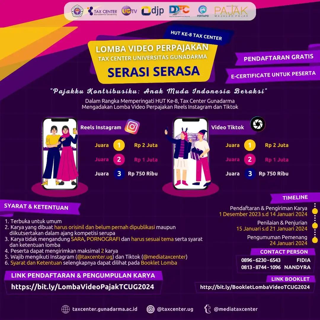 Yuk Daftar! Tax Center Gunadarma Adakan Lomba Video soal Perpajakan