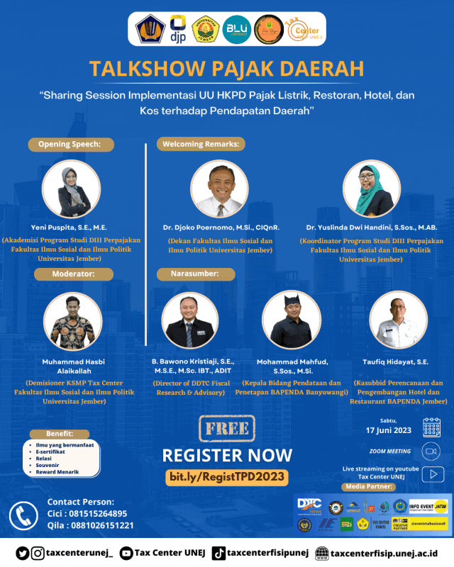 Yuk Daftar! Tax Center UNEJ Adakan Talk Show Soal Pajak Daerah