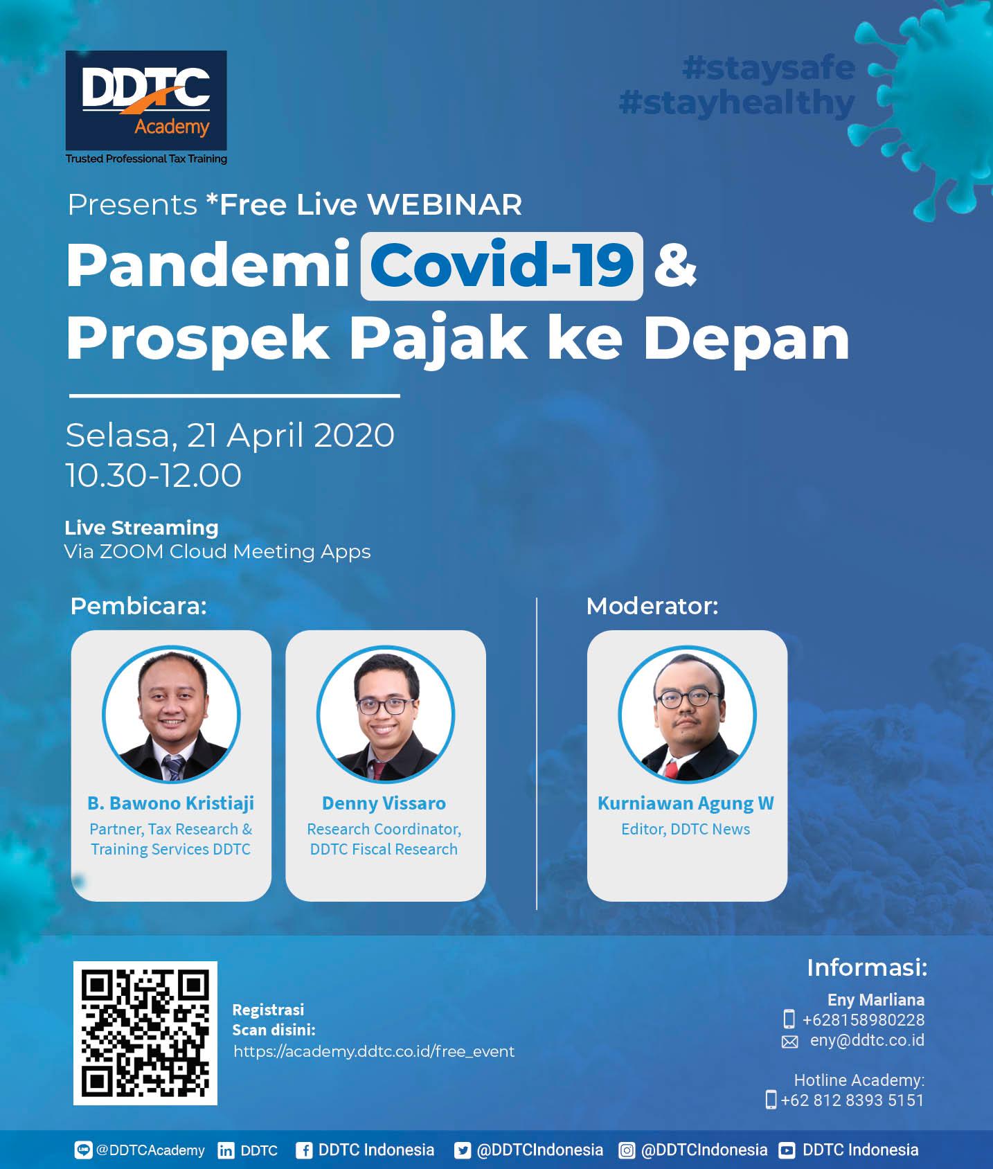 Gratis! DDTC Academy Gelar Webinar Prospek Pajak Setelah Covid-19