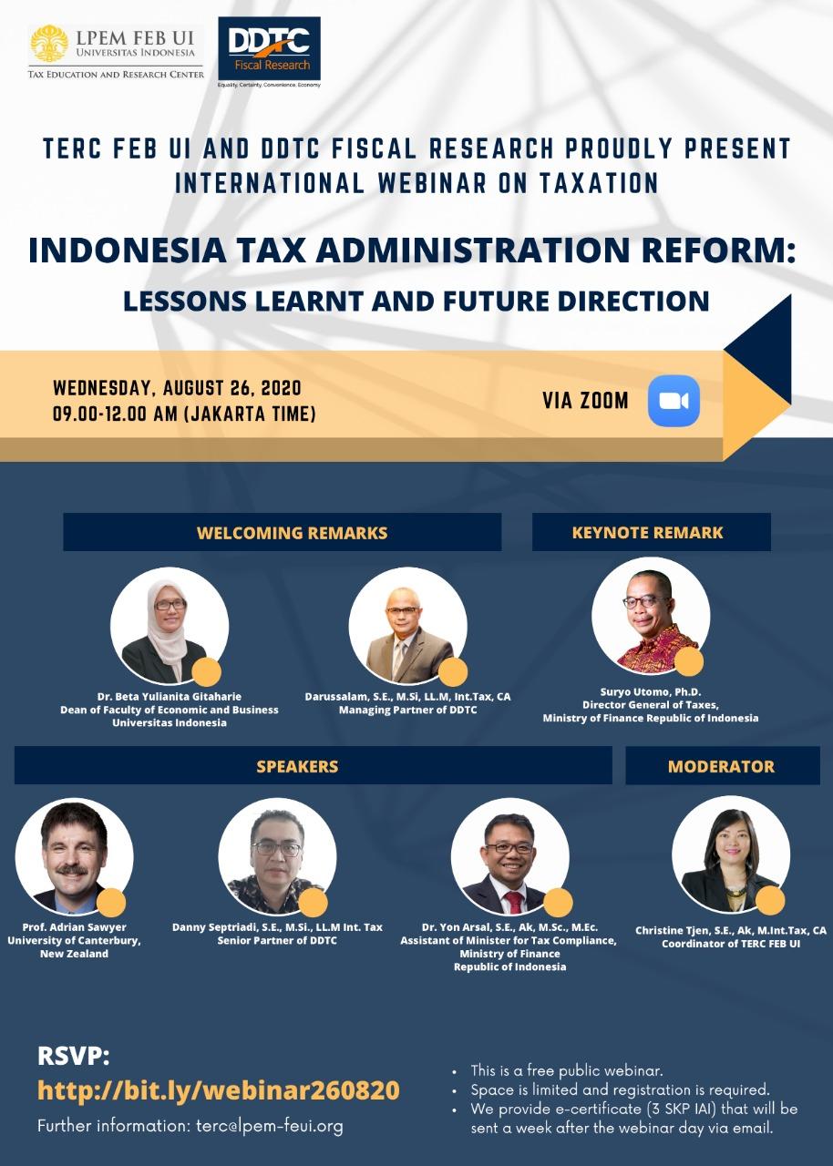 TERC FEB UI & DDTC Fiscal Research Gelar Free Webinar Internasional