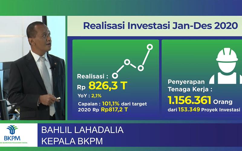 BKPM Sebut Kinerja Investasi 2020 Masih Positif 