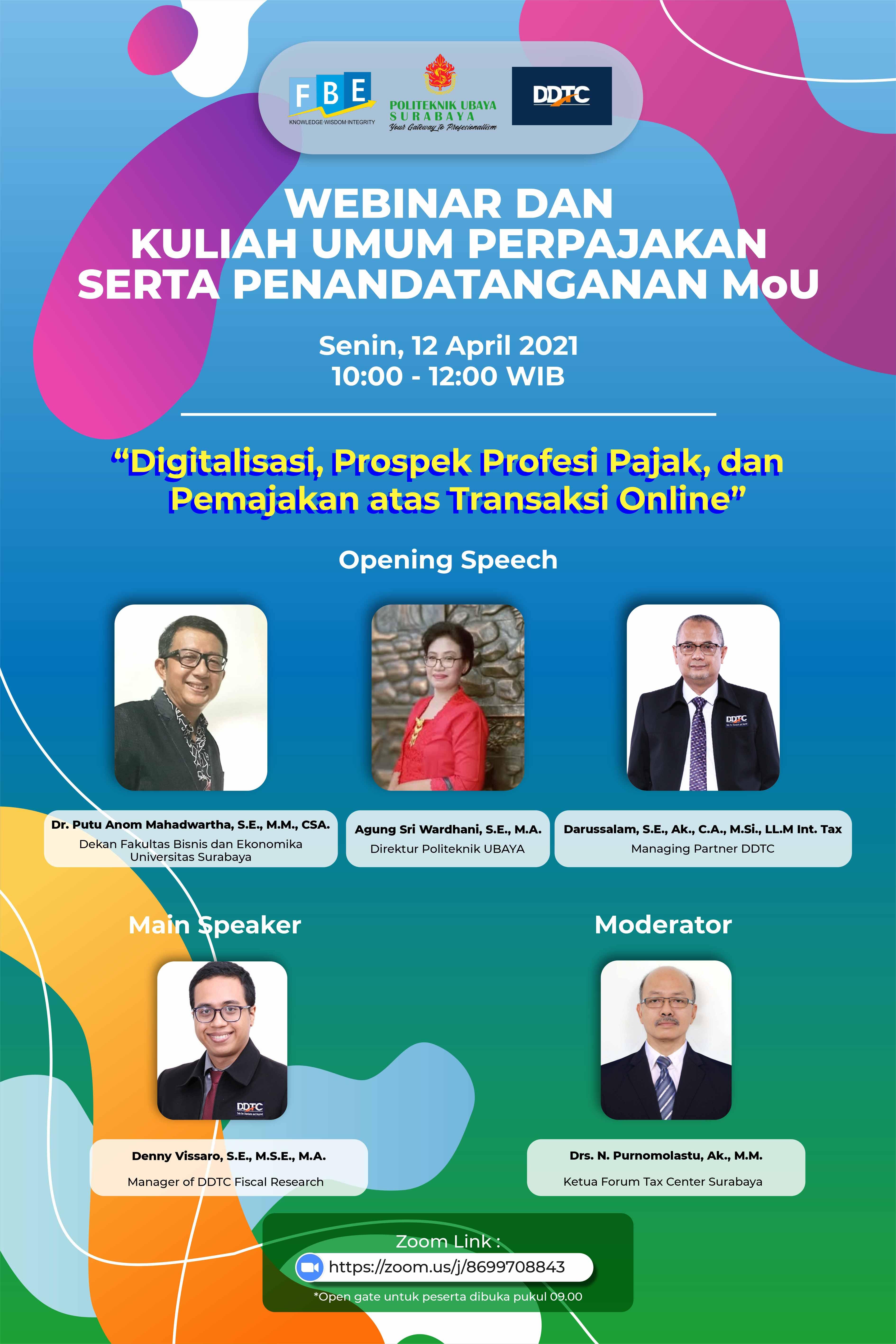 Bersama DDTC, Ubaya Gelar Webinar Soal Digitalisasi dan Pajak