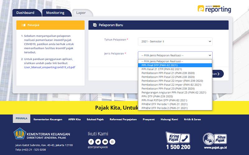 Ada di DJP Online, Aplikasi Pelaporan Realisasi Insentif PMK 82/2021