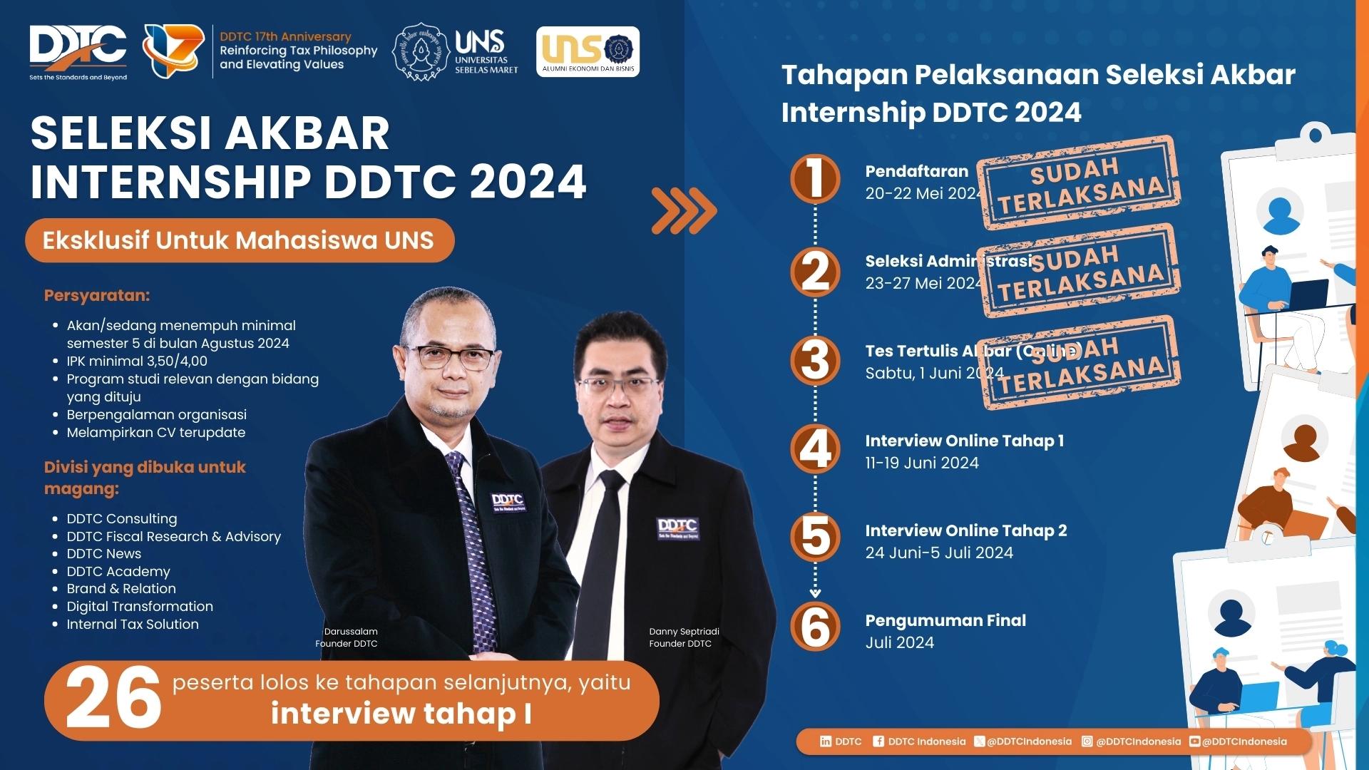 26 Mahasiswa UNS Lulus Tes Tertulis Seleksi Akbar Internship DDTC 2024