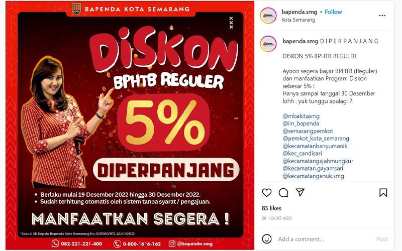 Diskon BPHTB di Semarang Diadakan Lagi, Berlaku Sampai Akhir Tahun