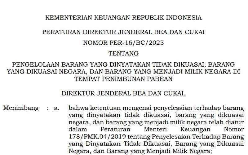 DJBC Rilis Aturan Baru soal Tata Kelola BTD, BDN dan BMMN di TPP