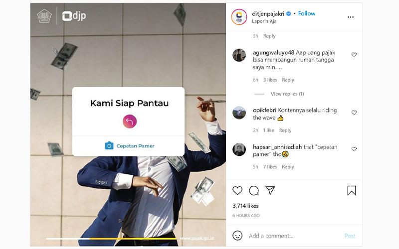 DJP Ikut Tren Add Yours Instagram, Minta Wajib Pajak Pamer Harta