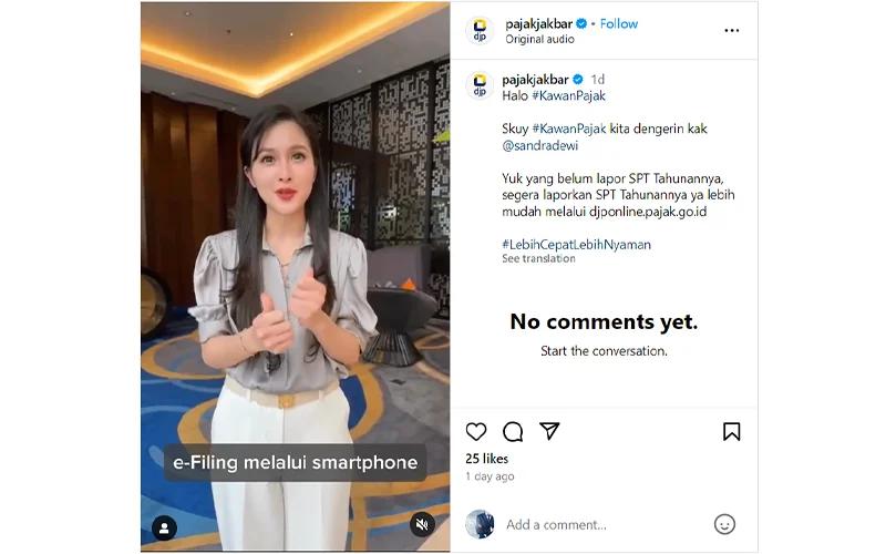Ingatkan WP Lapor SPT Tahunan, Sandra Dewi: Taat Pajak Itu Penting