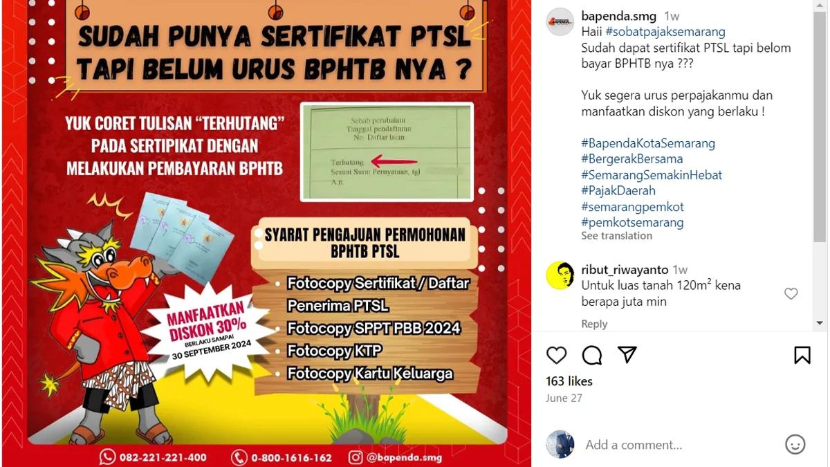 Pemkot Beri Diskon BPHTB sebesar 30% hingga Akhir September 2024