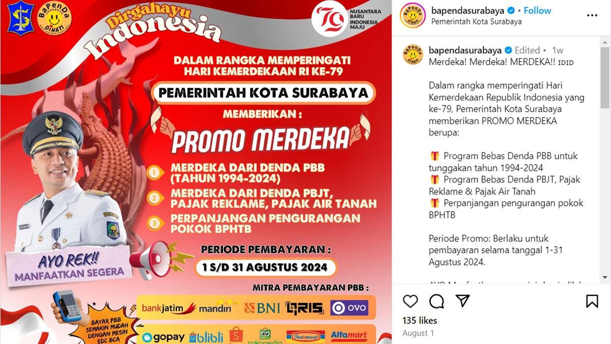 Promo Merdeka, Pemkot Adakan Program Insentif Pajak selama Agustus