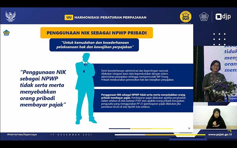 Integrasi NIK dan NPWP, Sri Mulyani: Wajib Pajak Bakal Diuntungkan