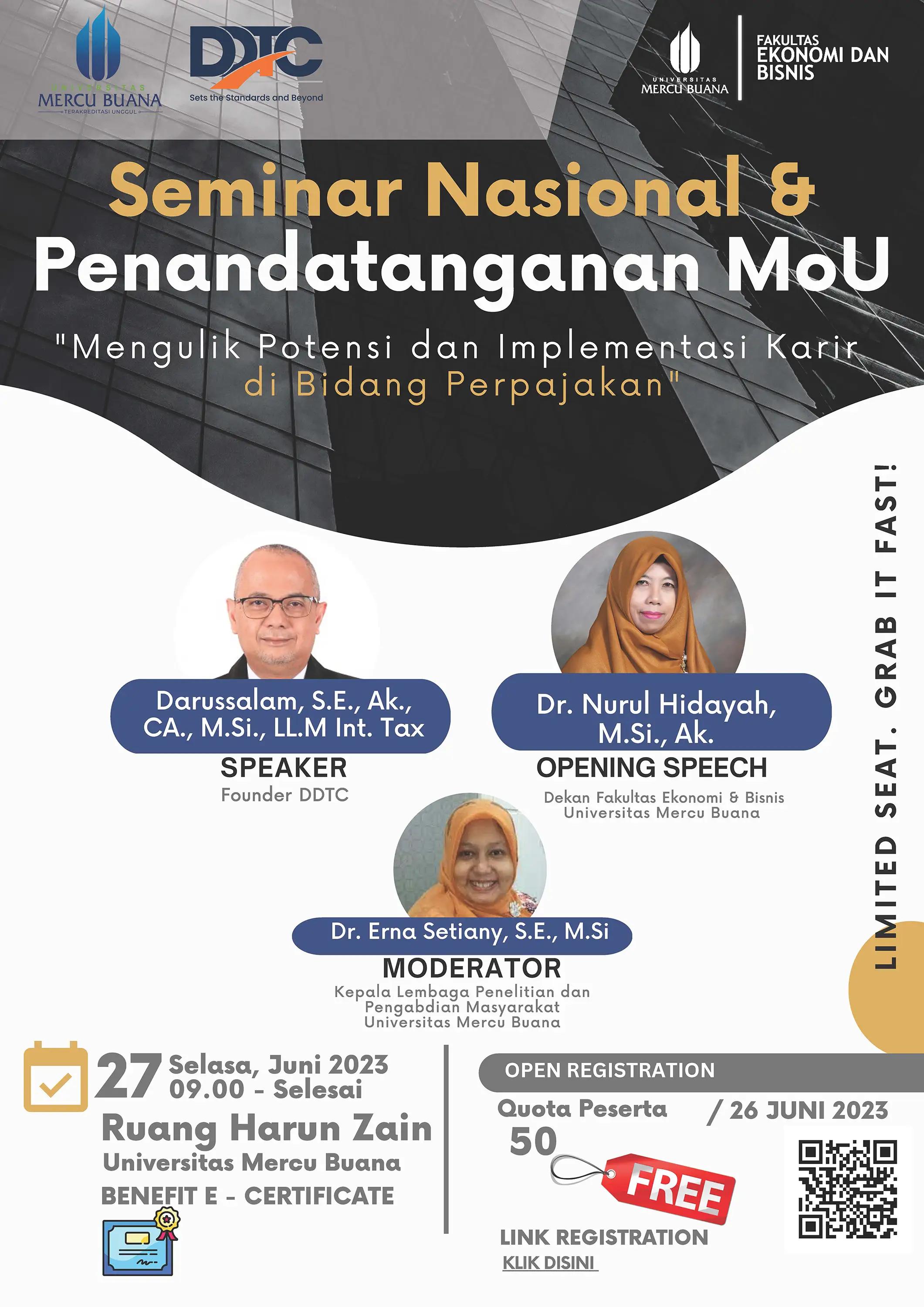 Universitas Mercu Buana Gelar Seminar Pajak dan Teken MoU dengan DDTC