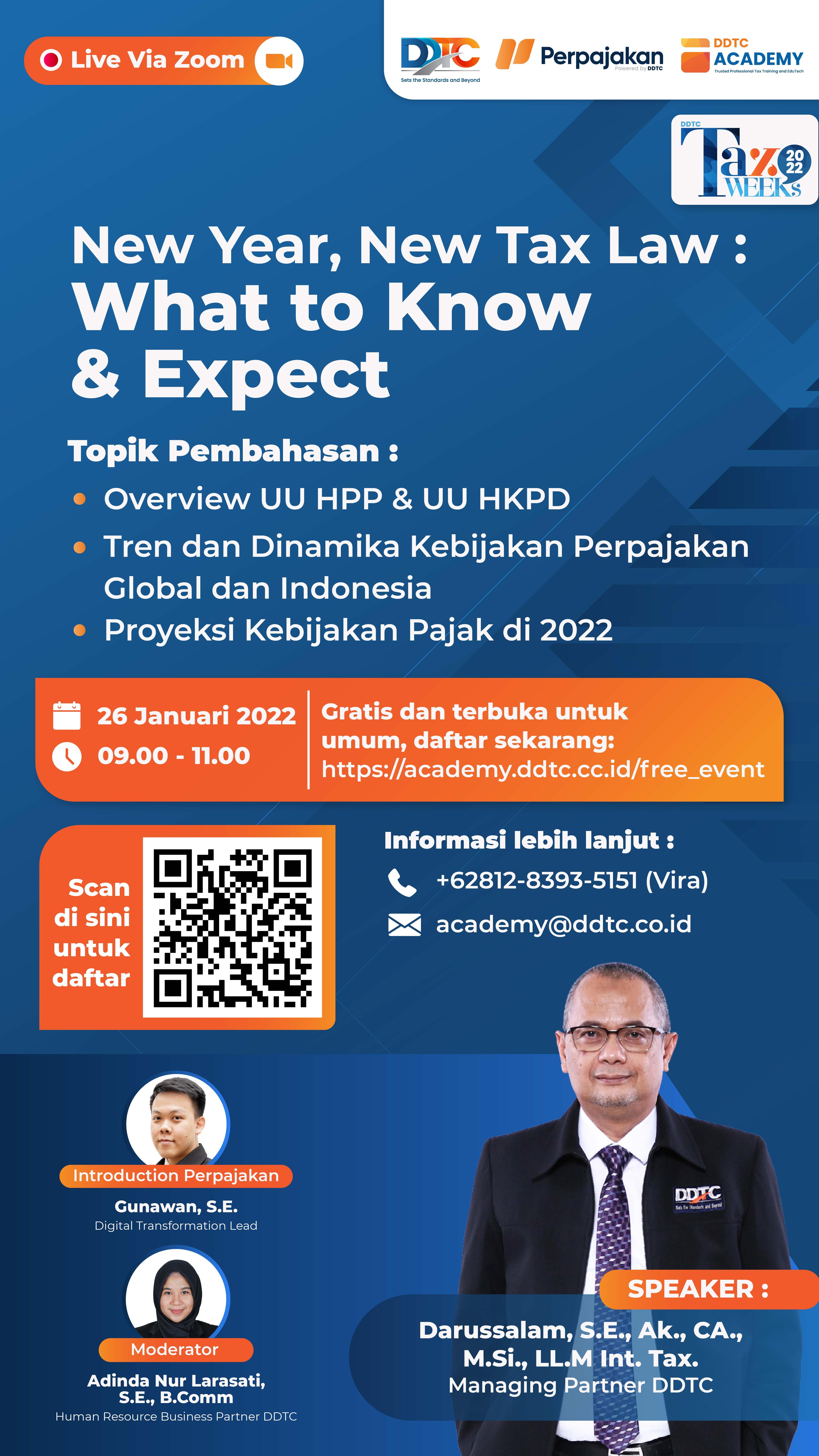 Webinar Perpajakan DDTC bagi WP dalam Menghadapi Tahun 2022, Gratis!