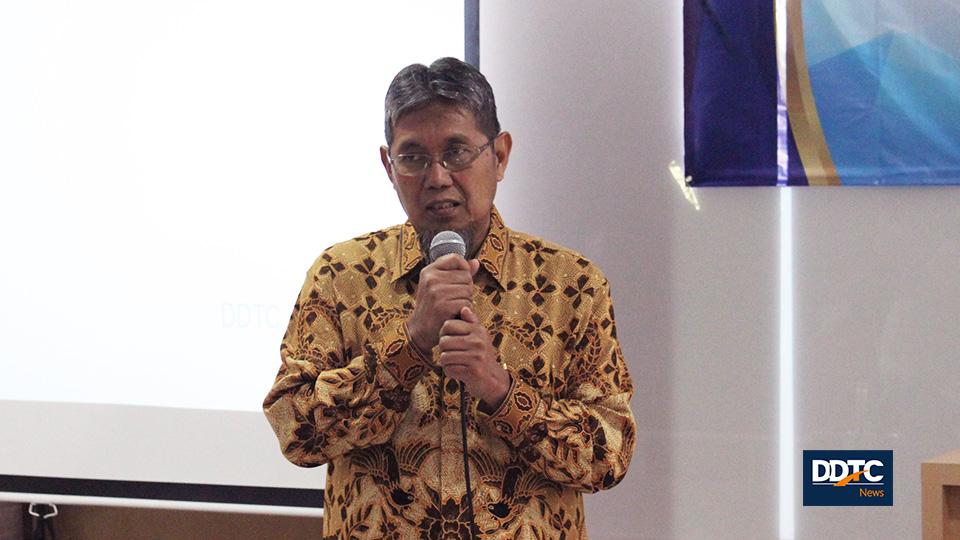 Wakil Rektor I Bidang Akademik Institut Bisnis dan Informatika (IBI) Kwik Kian Gie M. Budi Widiyo Iryanto menyampaikan sambutan dalam acara penandatanganan MoU antara IBI Kwik Kian Gie dengan DDTC, Rabu (19/6/2019).