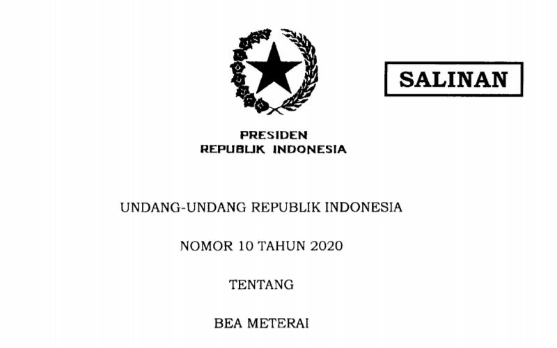 UU Bea Meterai Terbit, Berlaku Mulai 1 Januari 2021