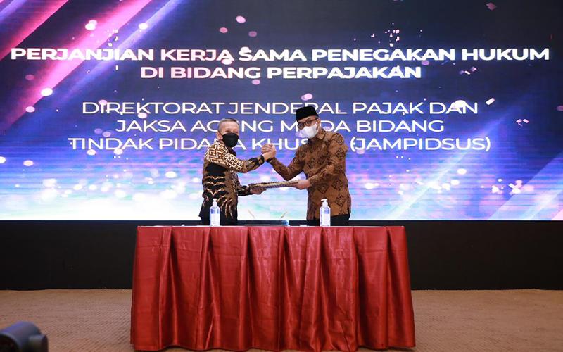 DJP Teken Kerja Sama dengan Jampidsus Kejagung RI dan Bareskrim Polri