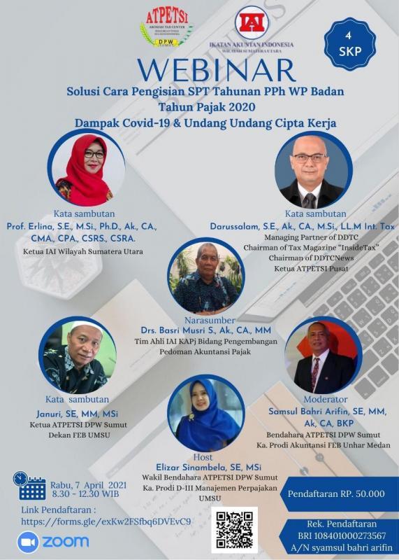 DPW Atpetsi Sumut Gelar Webinar Pengisian SPT PPh Badan 2020