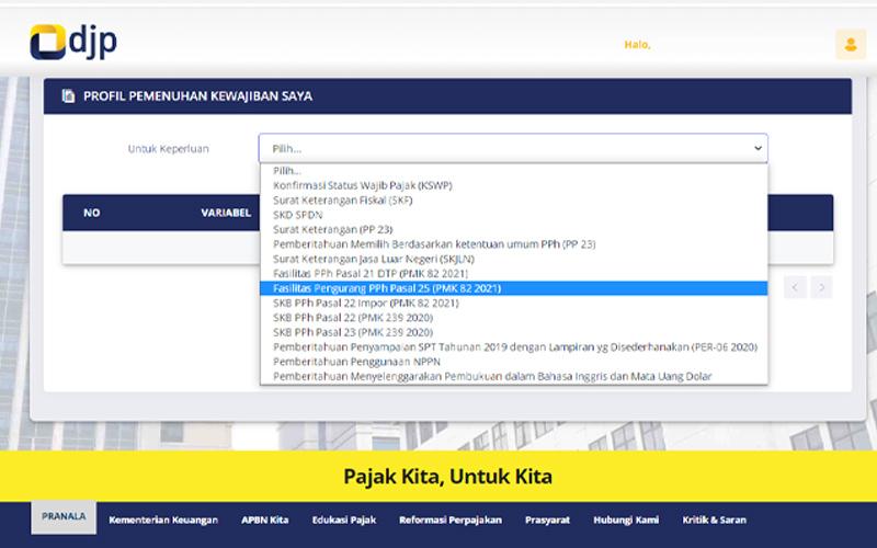 Pengajuan Insentif Pajak PMK 82/2021, Aplikasi DJP Online Diperbarui