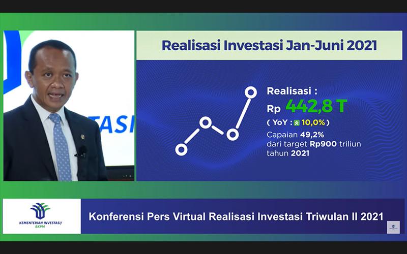 Data Terbaru, Realisasi Investasi Semester I/2021 Tumbuh 10%