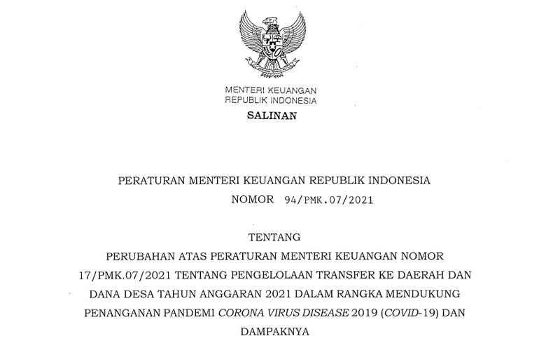 Terbitkan PMK 94/2021, Kemenkeu Harapkan Ini dari Pemerintah Daerah