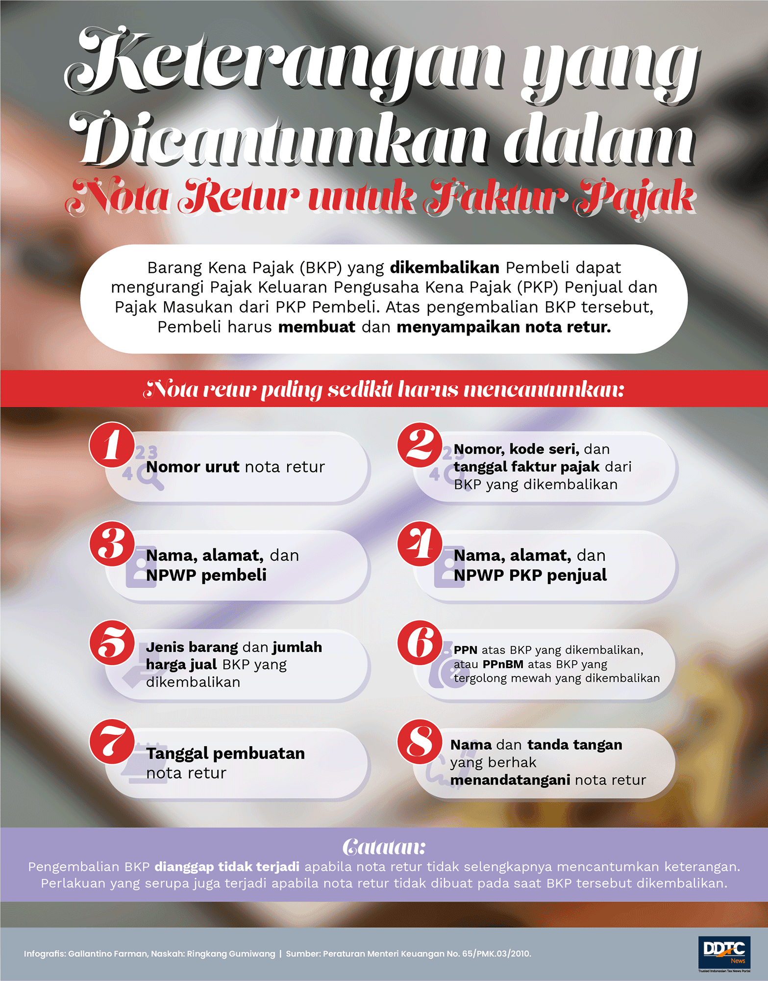 Keterangan yang Wajib Termuat dalam Nota Retur untuk Faktur Pajak