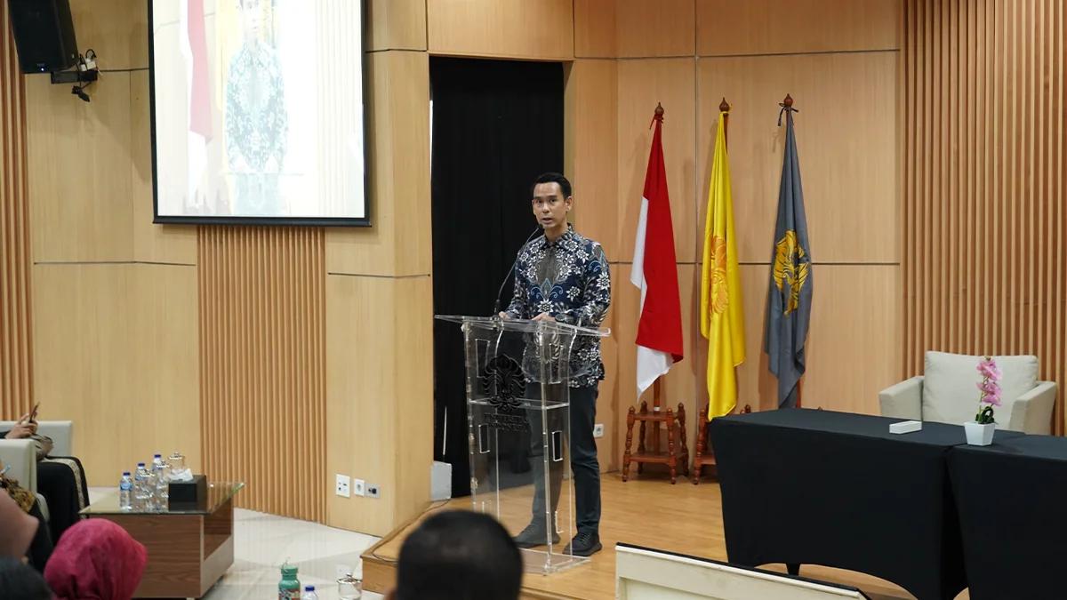 Wakil Dekan Bidang Pendidikan, Penelitian dan Kemahasiswaan Universitas Indonesia Arief Wibisono Lubis saat memberikan sambutan