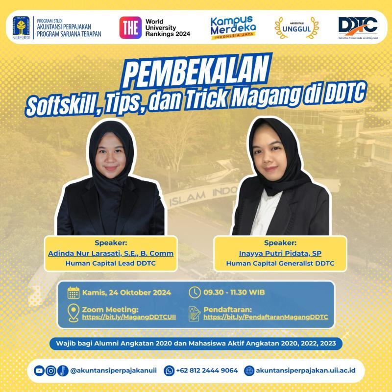 Mahasiswa UII! Yuk Ikut Pembekalan Softskill dan Tips Magang di DDTC